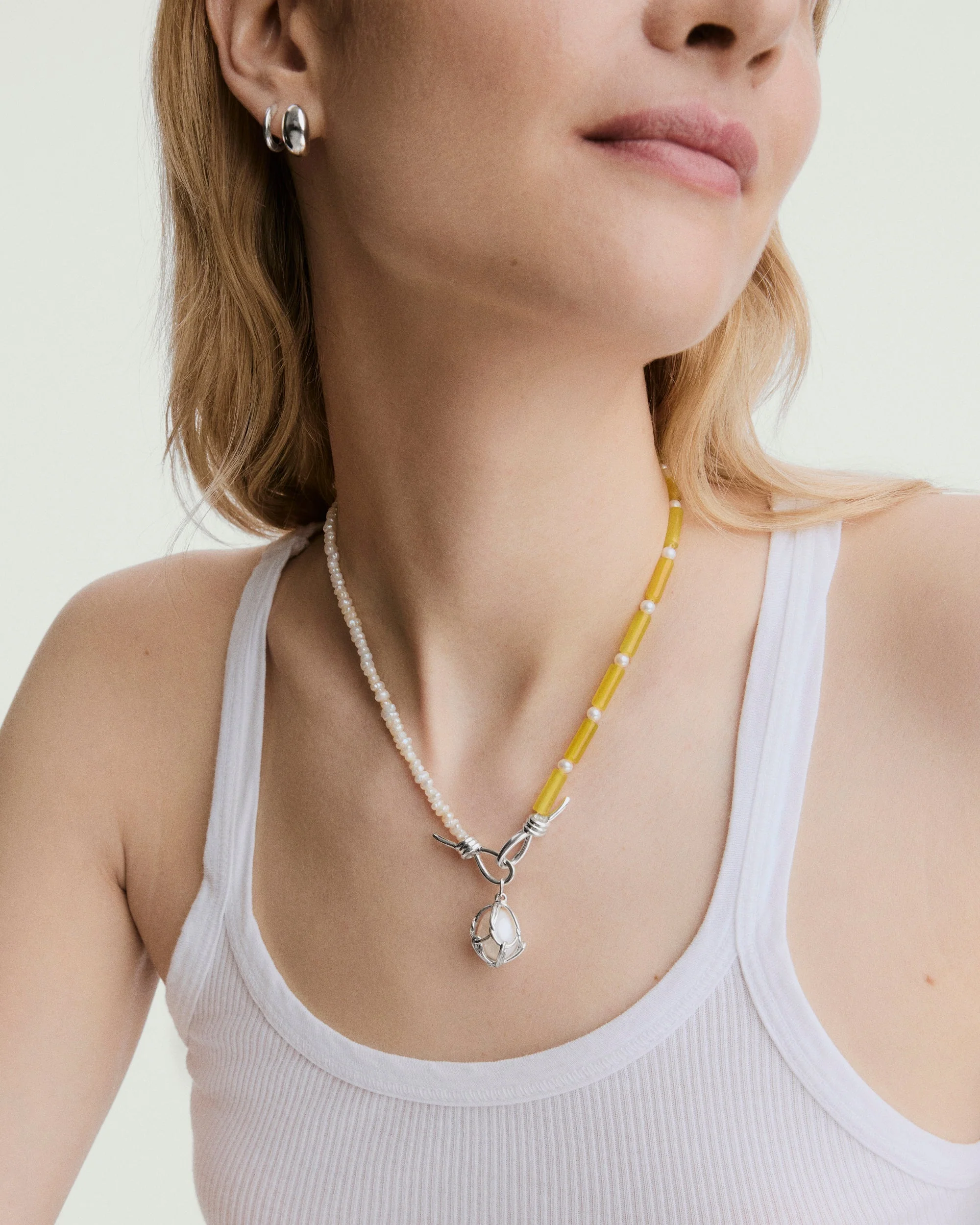 Maya Caged Pearl Necklace