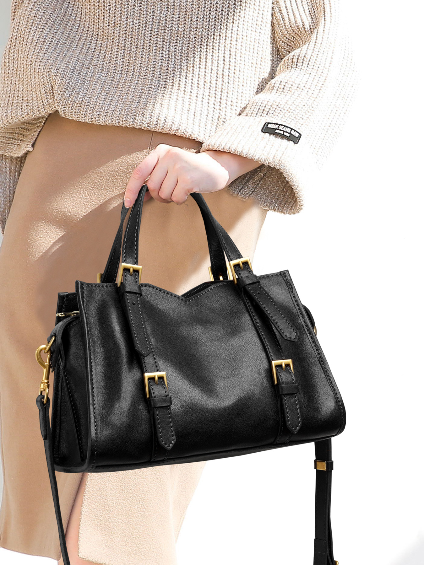 Black Leather Mini Satchel