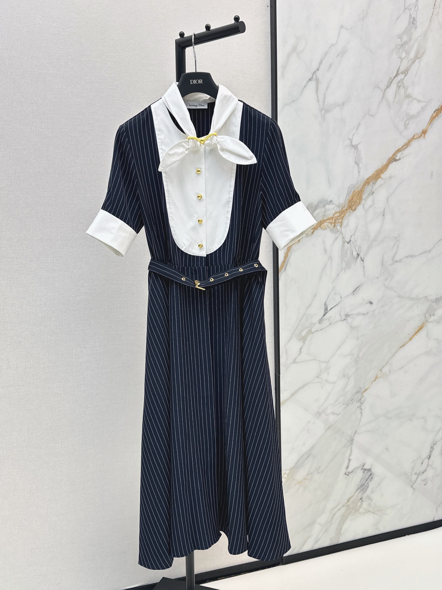 CD New Striped Patchwork Color-Blocking Dress