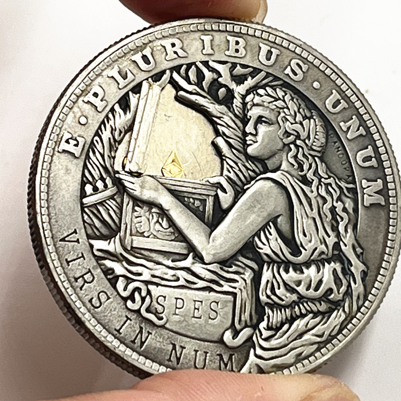 USA Movable Mechanical Coin 'Pandora`s Box' Roman Booteen Hobo Nickel Morgan Dollar Amazing Art Collectible Creative Gift Handmade Commemoration Coin