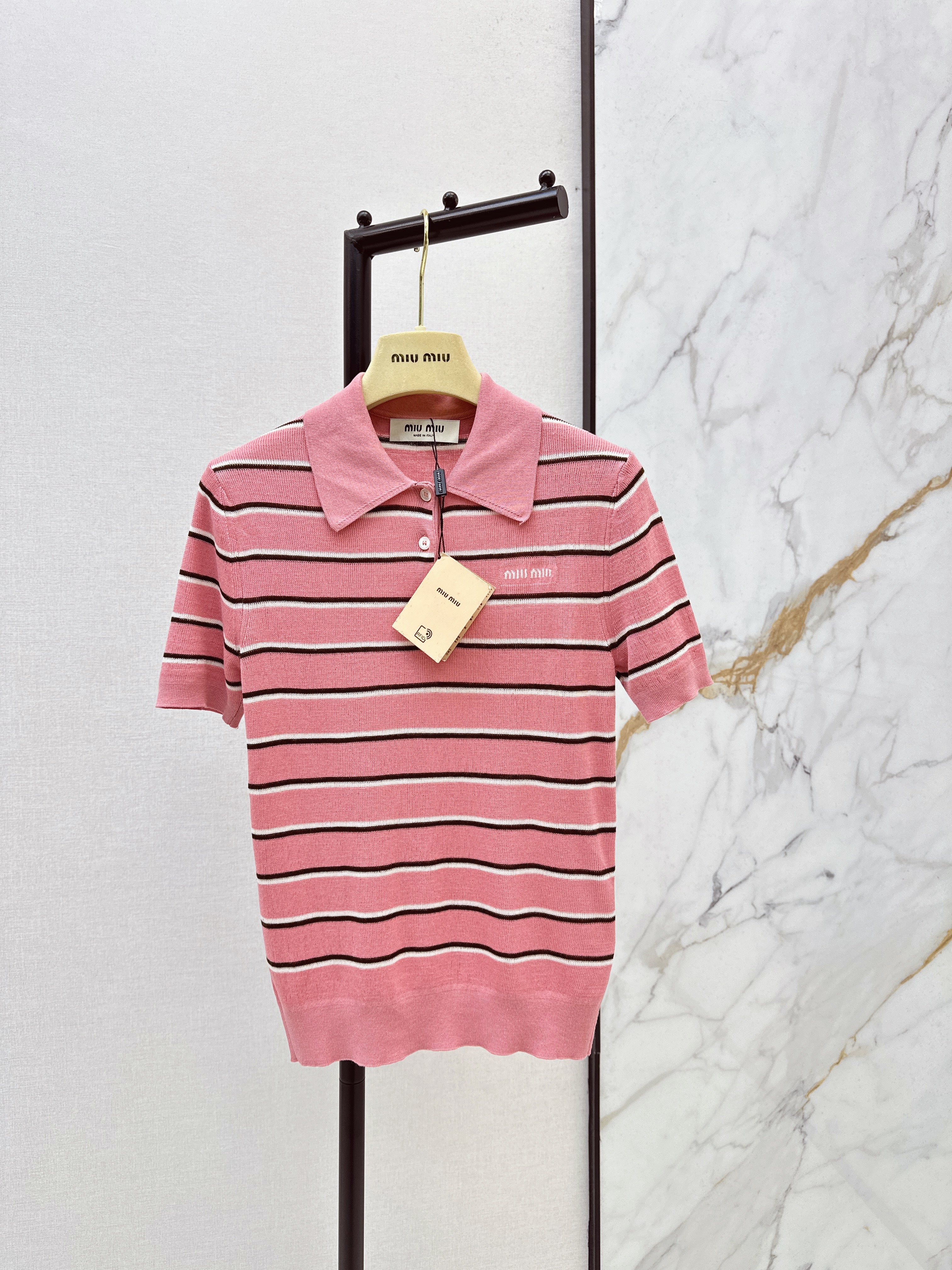 Miu NEW stripe polo