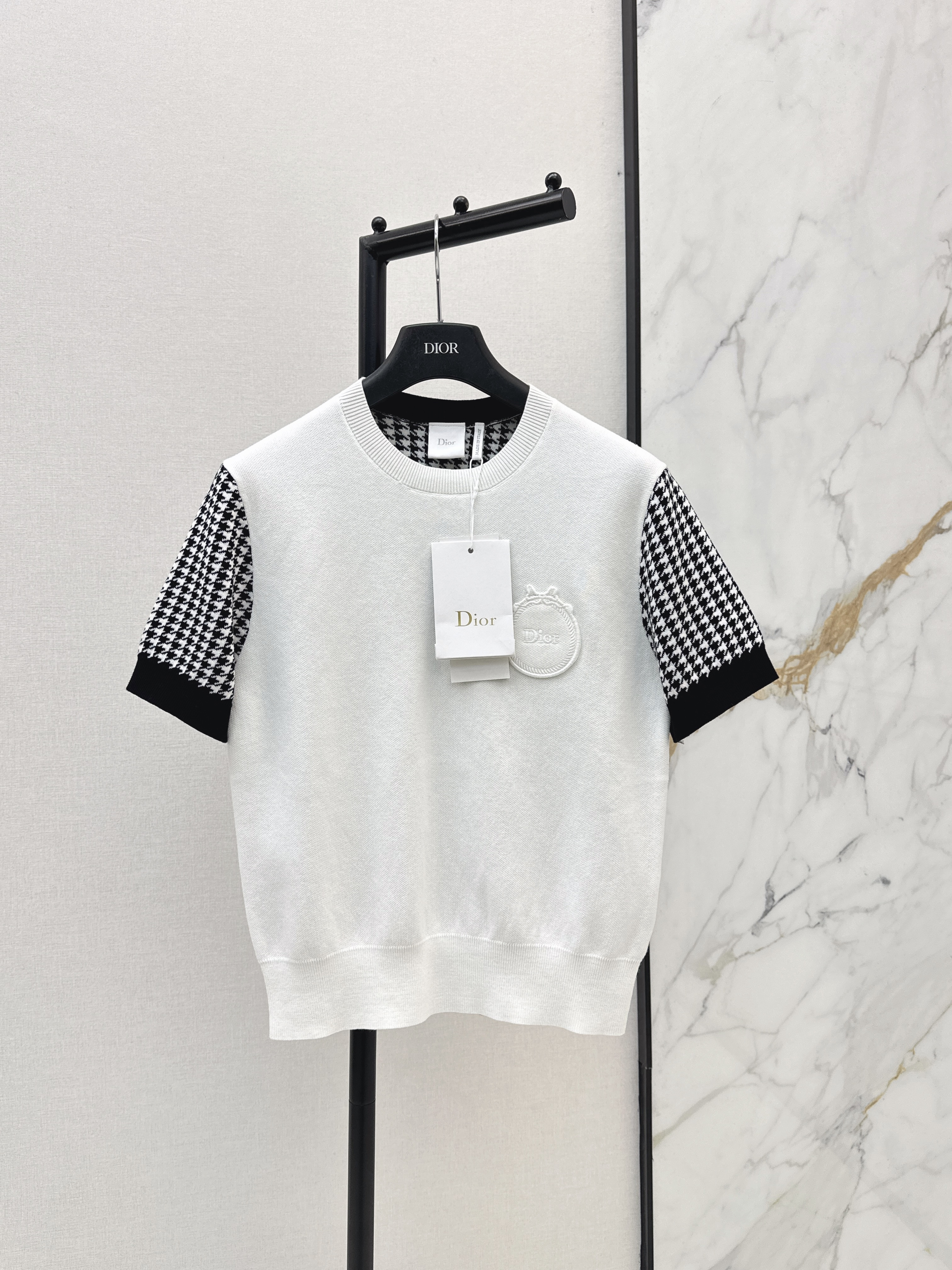 CD New houndstooth short-sleeve top