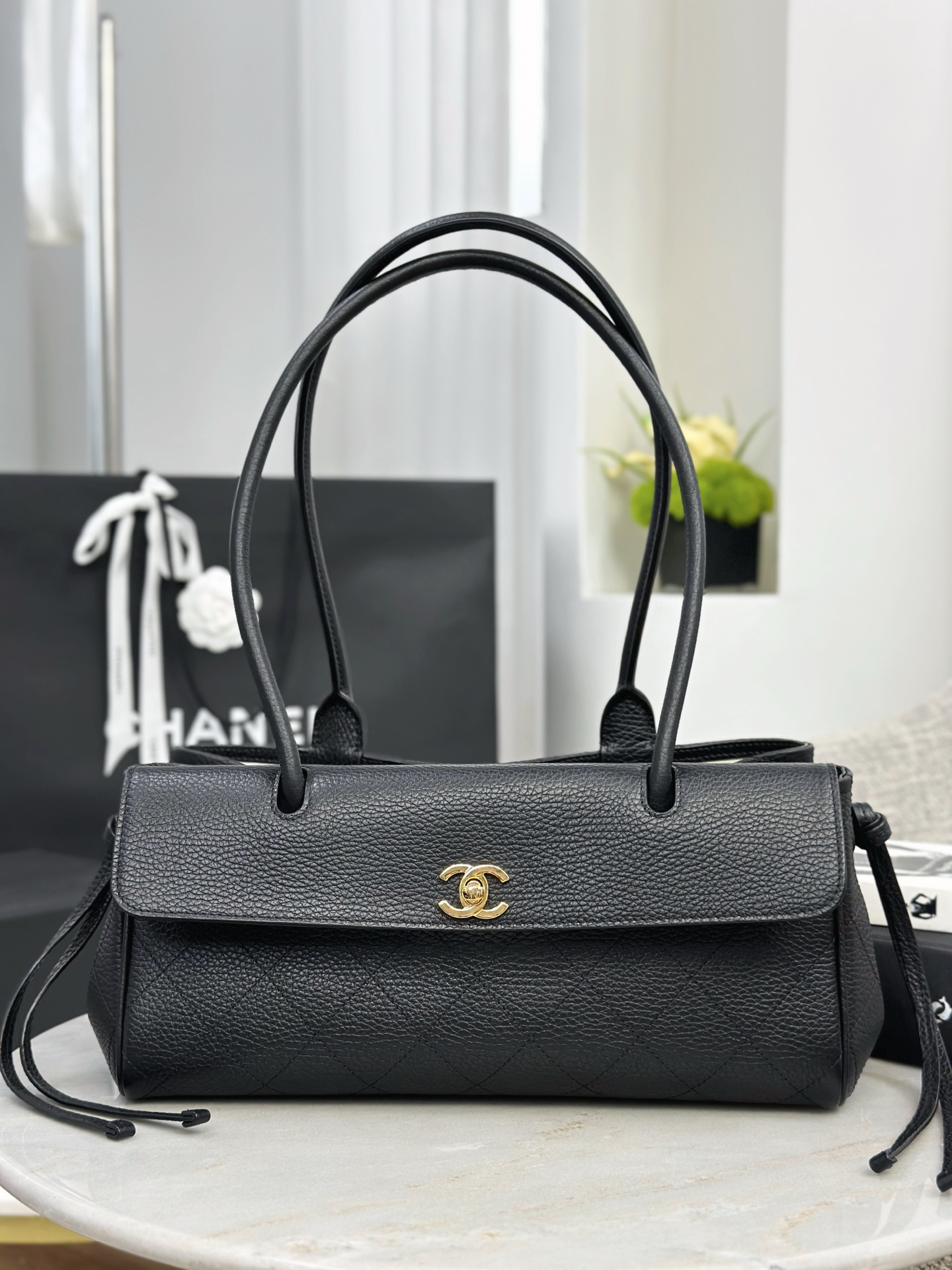 Chan New 26s Baguette Shopping Bag