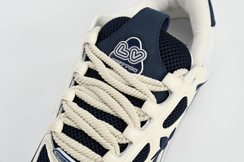 Pkkicks God Batch LOUIS VUITTON Leather lace up Fashionable Board Shoes Blue 51BCOLRB
