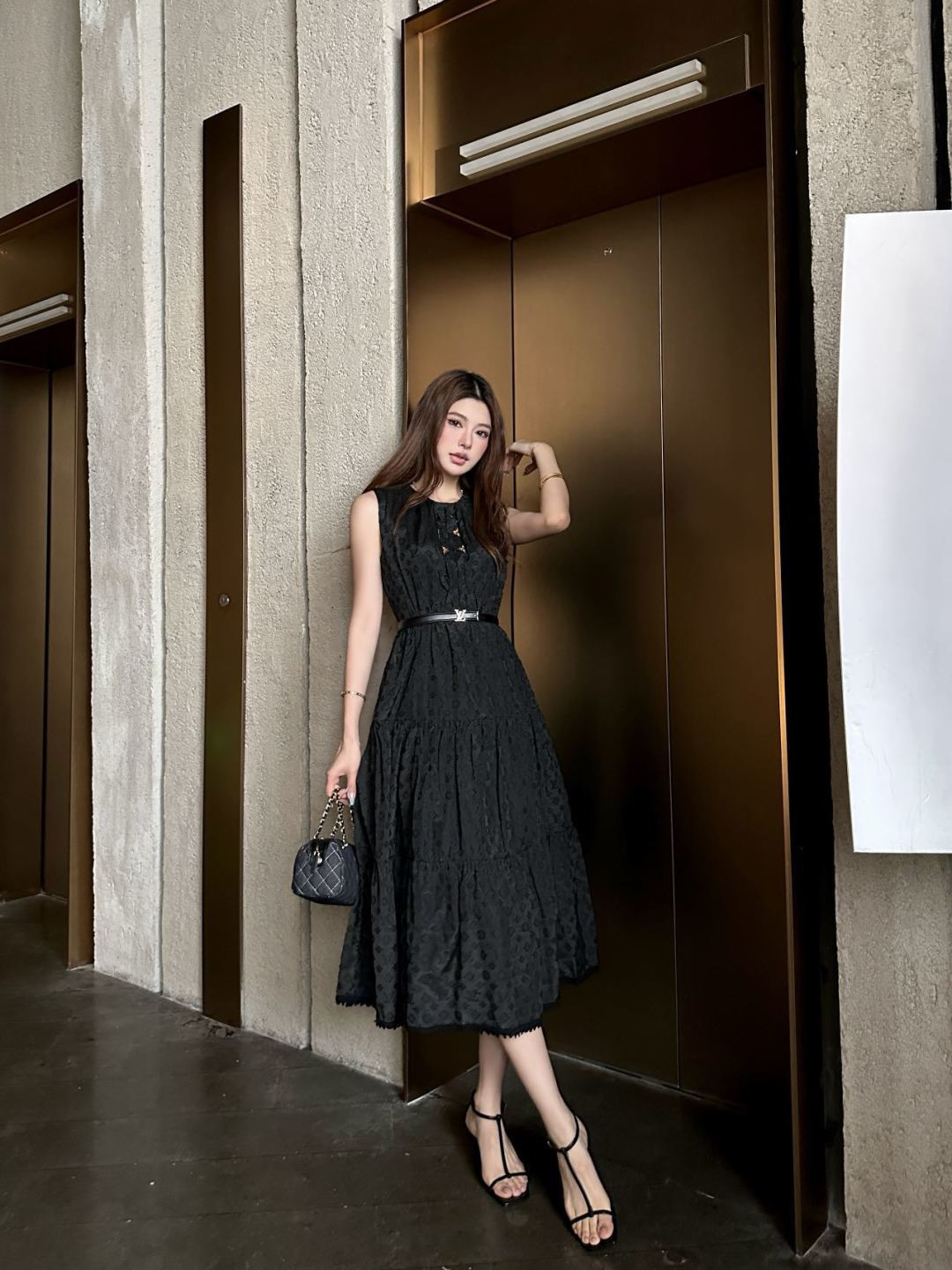 Louis New jacquard sleeveless dress