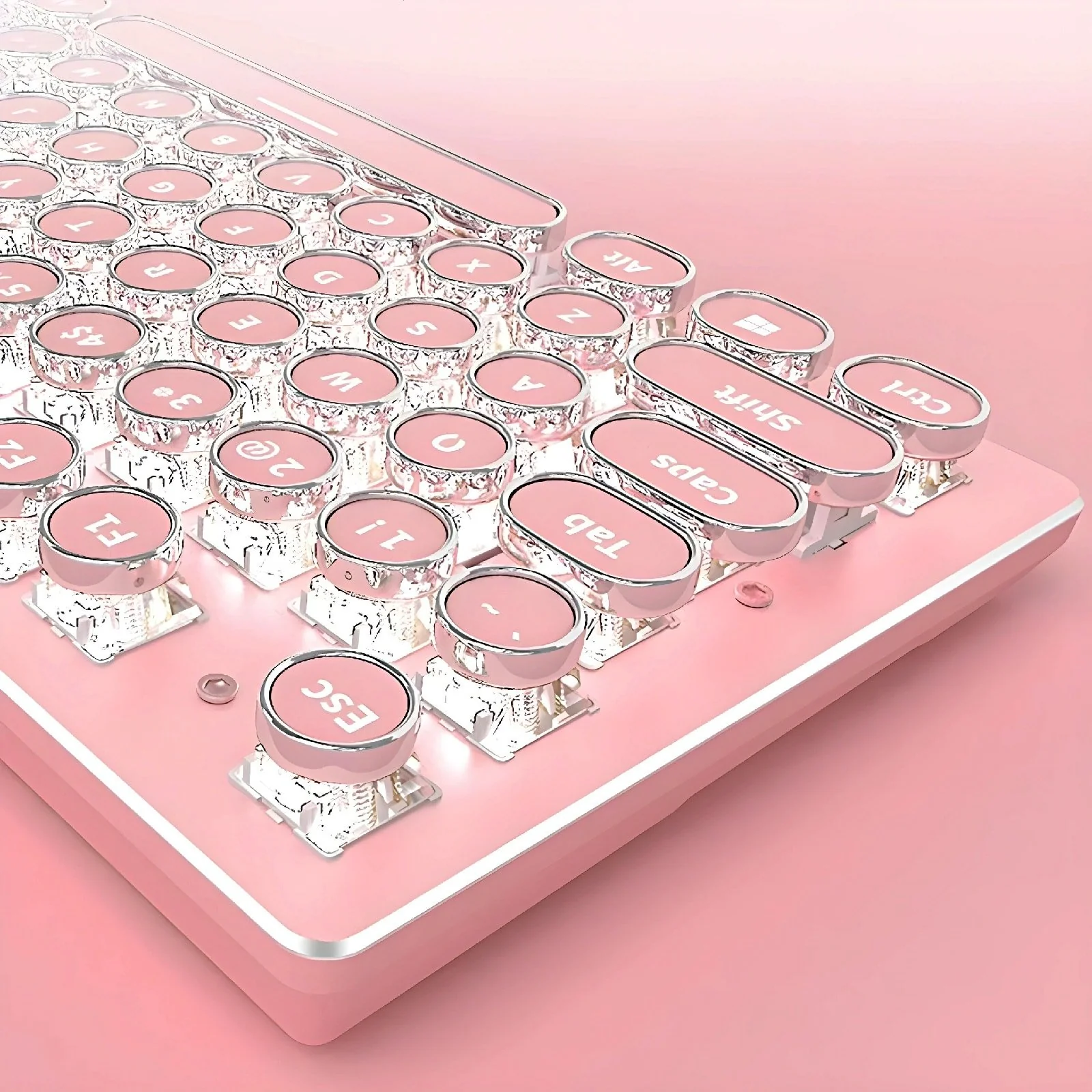 Retro Typewriter Bluetooth Keyboard 2 – Pink