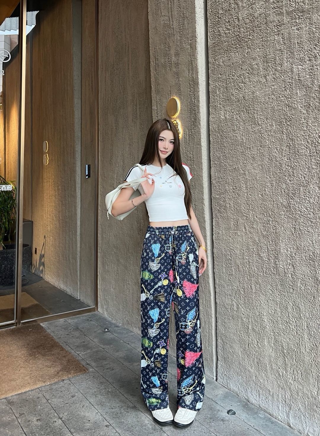 Louis New All-over print wide-leg trousers