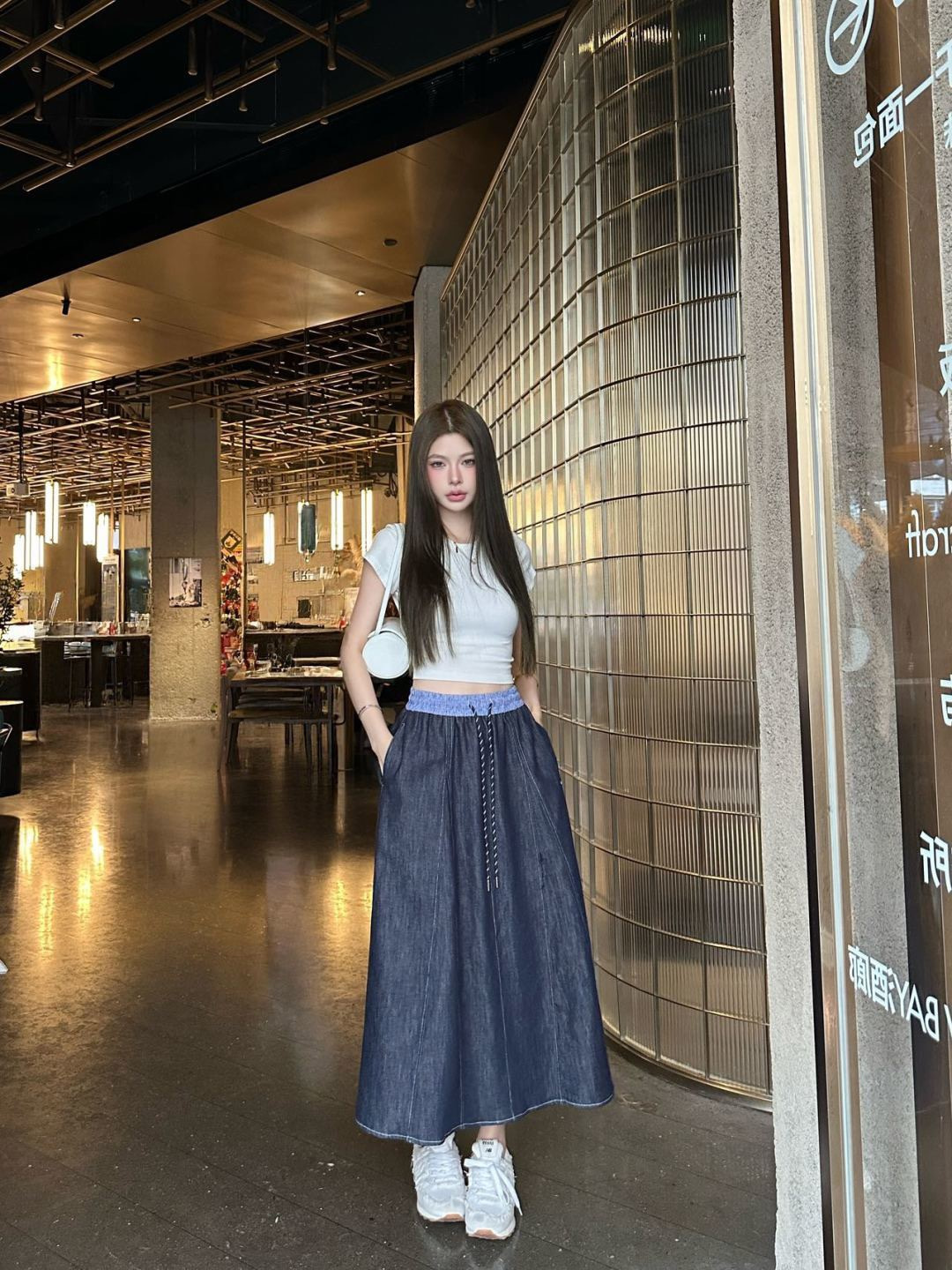 Miu New Color-block skirt