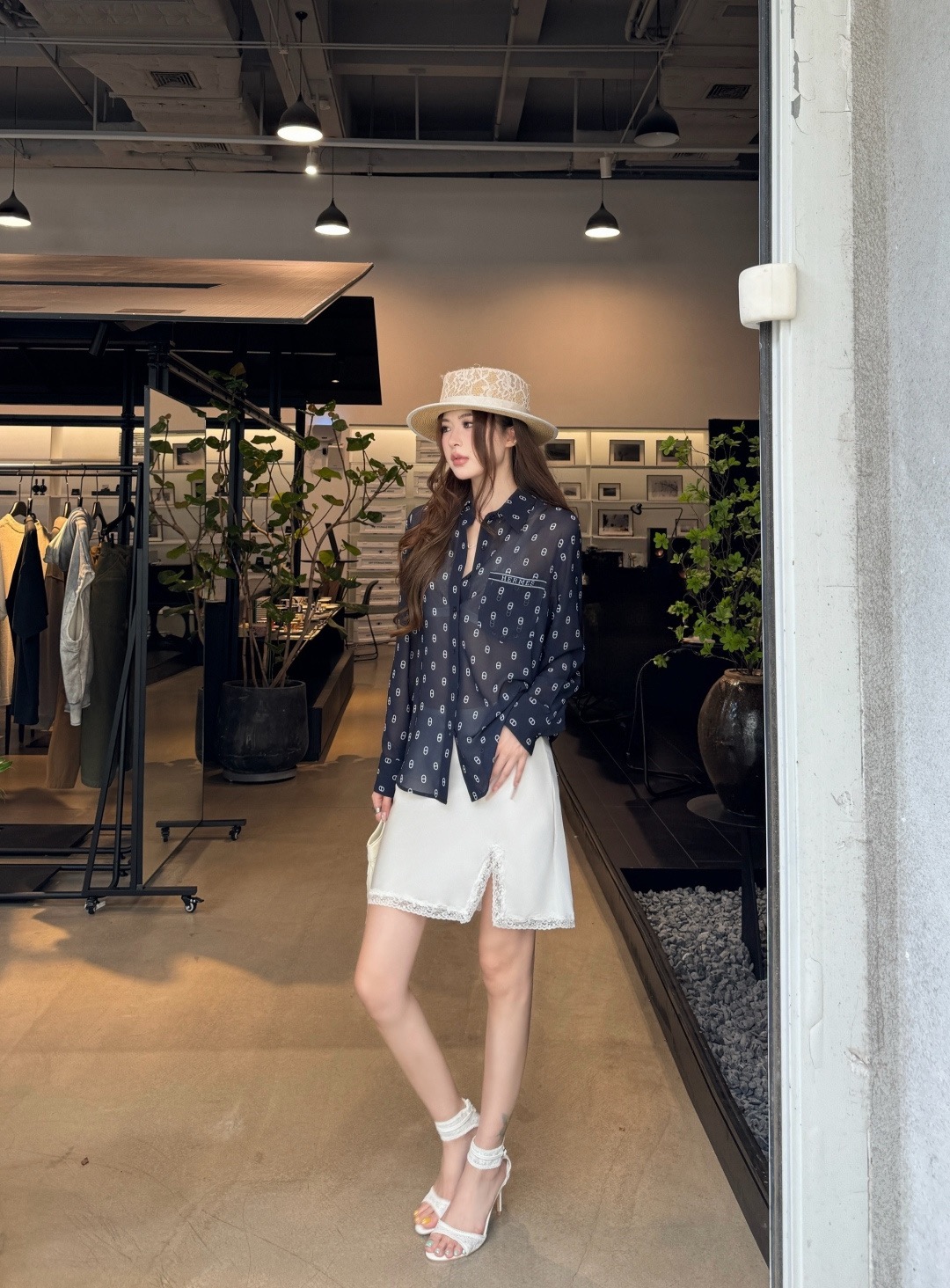 Herm New Printed Sheer Chiffon Shirt