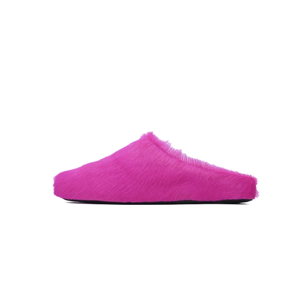 Marni Long-hair Calfskin Fussbett Sabot Rose Red