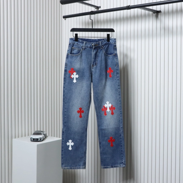 Chrome Hearts Miami Art Basel White Red Cross Patch Jeans