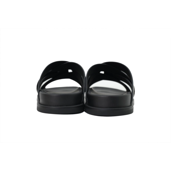 HERMES Black Cross Strap Slides