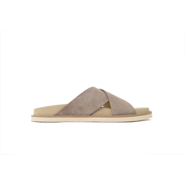 Brunello Cucinelli Suede Crisscross Slides Beige