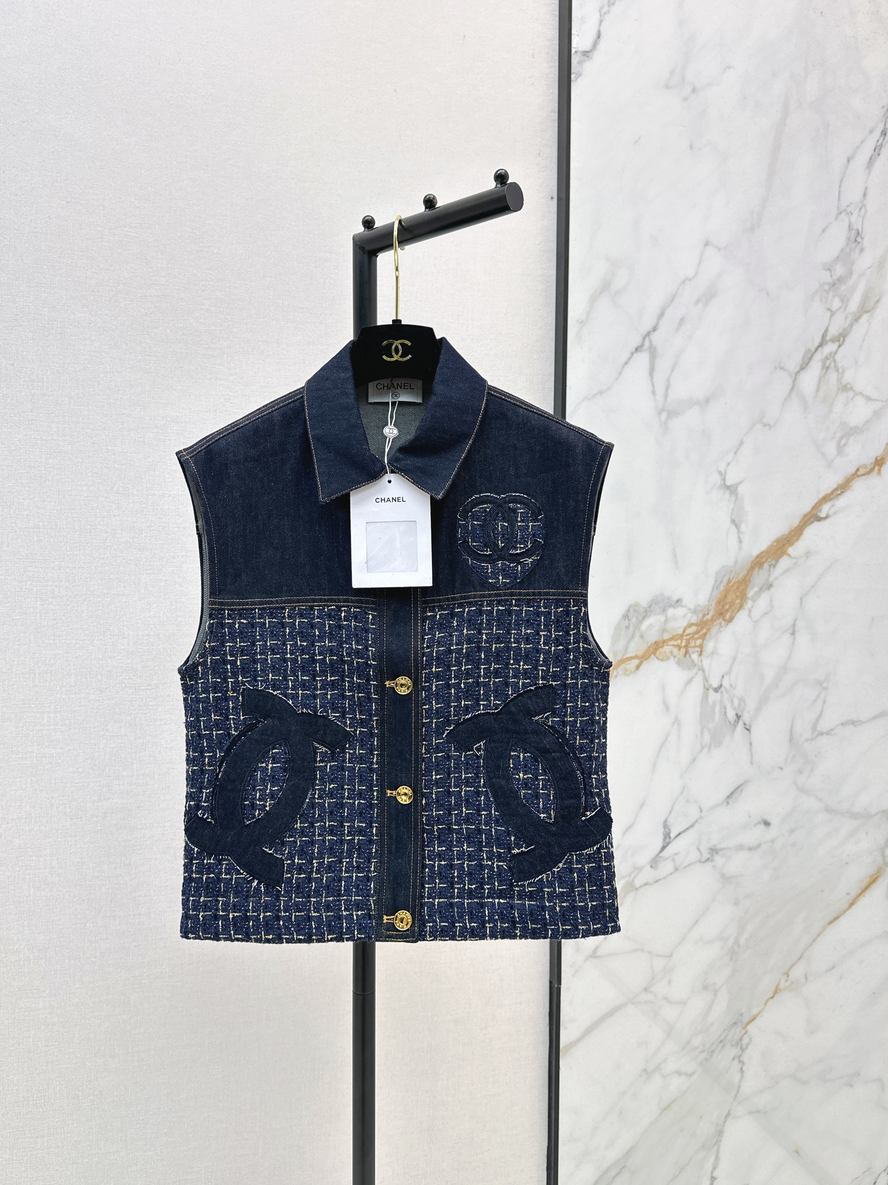 Chan New Woven denim Vest