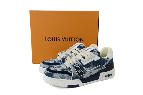 Pkkicks God Batch Louis Vuitton Sneakers Blue Denim Fabric (NFC)