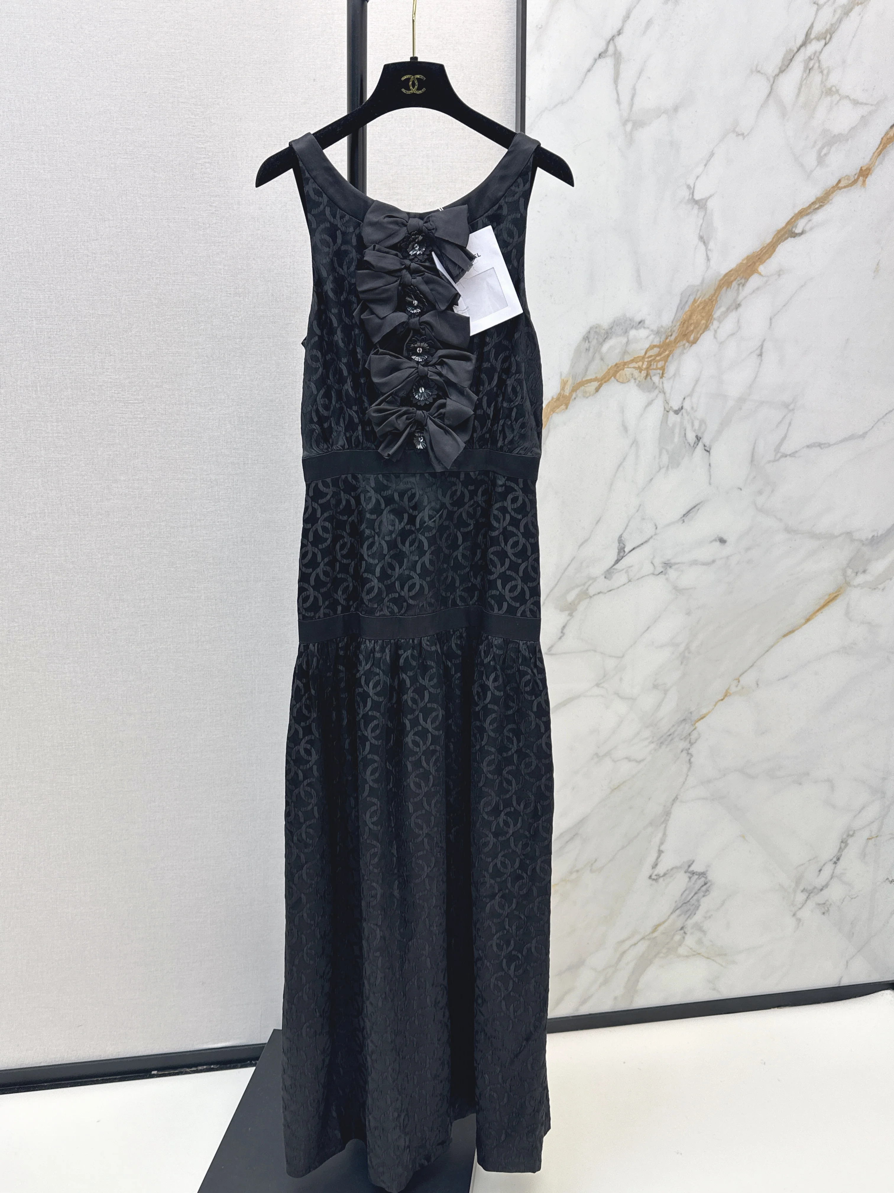 Chan NEW bow silk jacquard dress