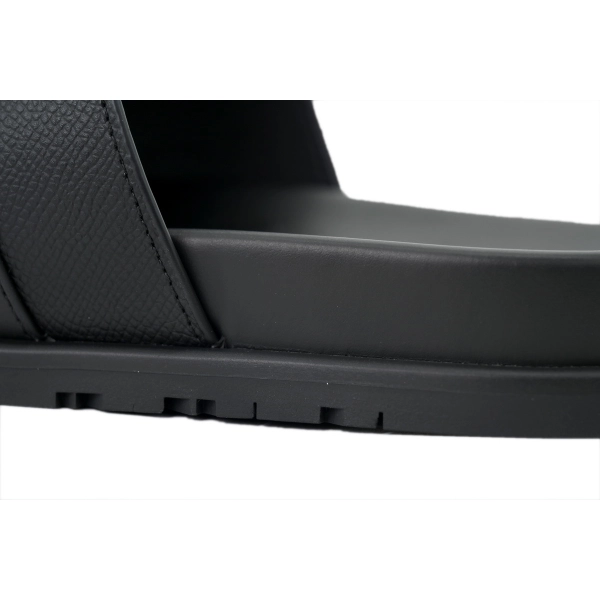 HERMES Lychee Grain Button Slides