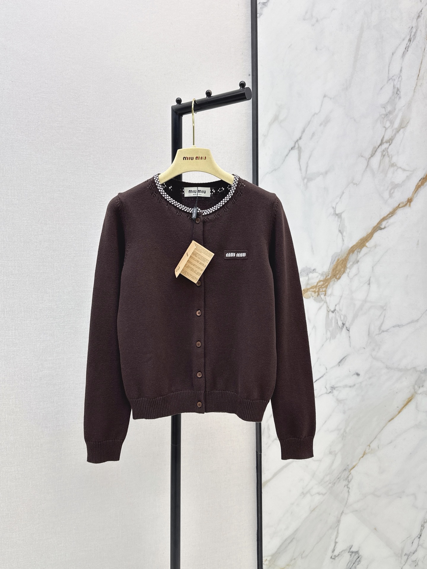 Miu New Rhinestone Knit Cardigan