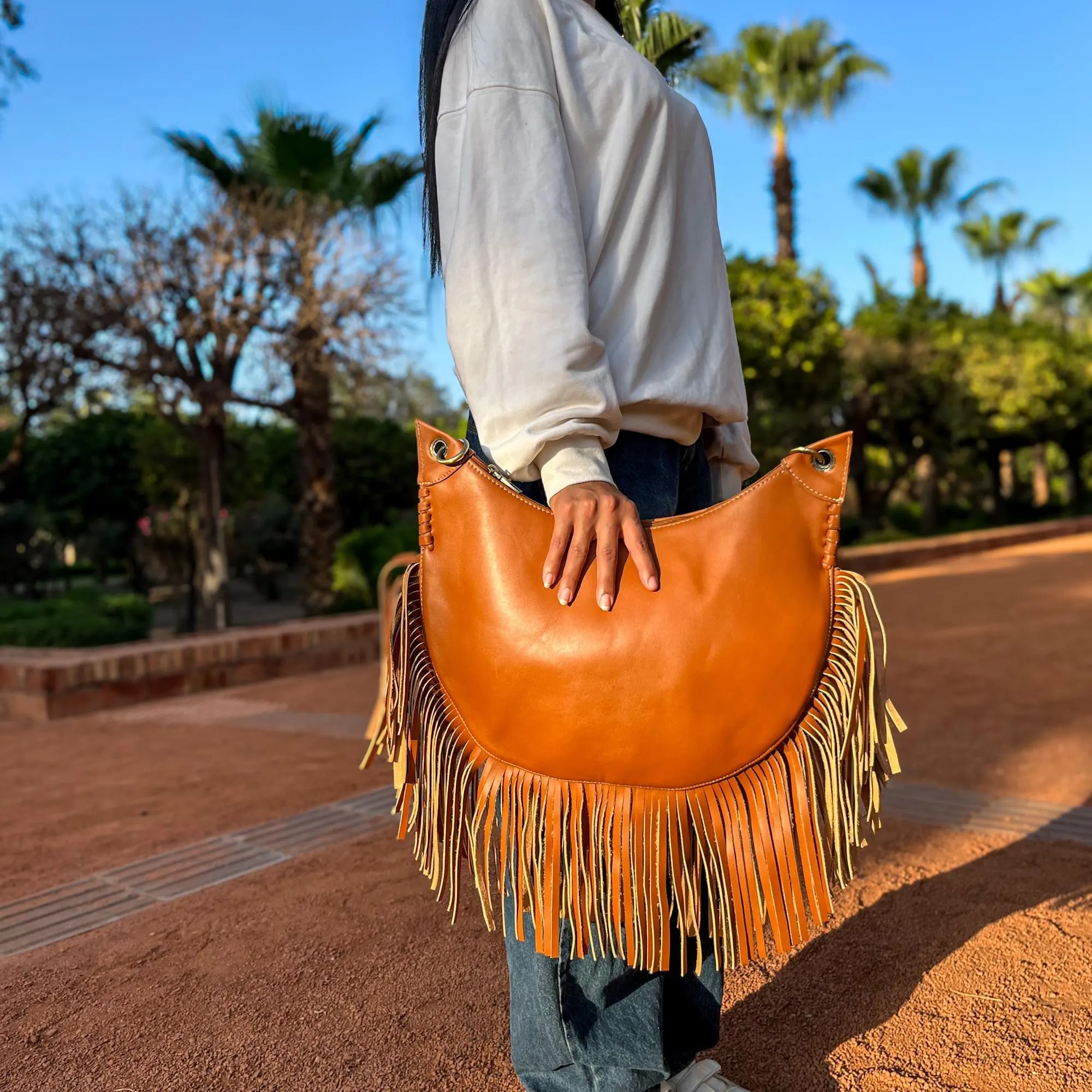 The Fringed Leather Hobo Bag