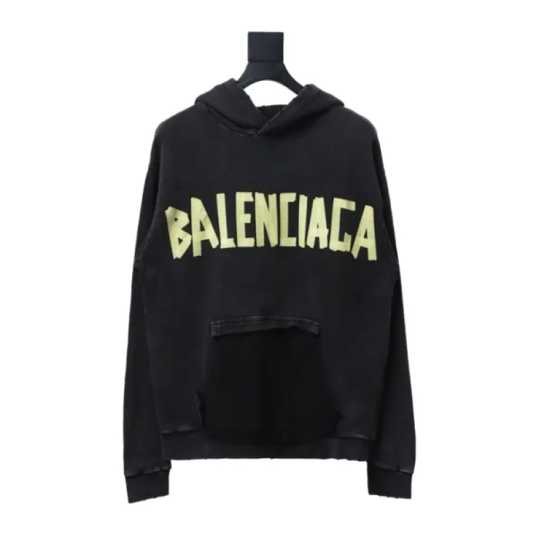 Balenciaga Clothes  Tape Type Raw Edge Hoodie Black