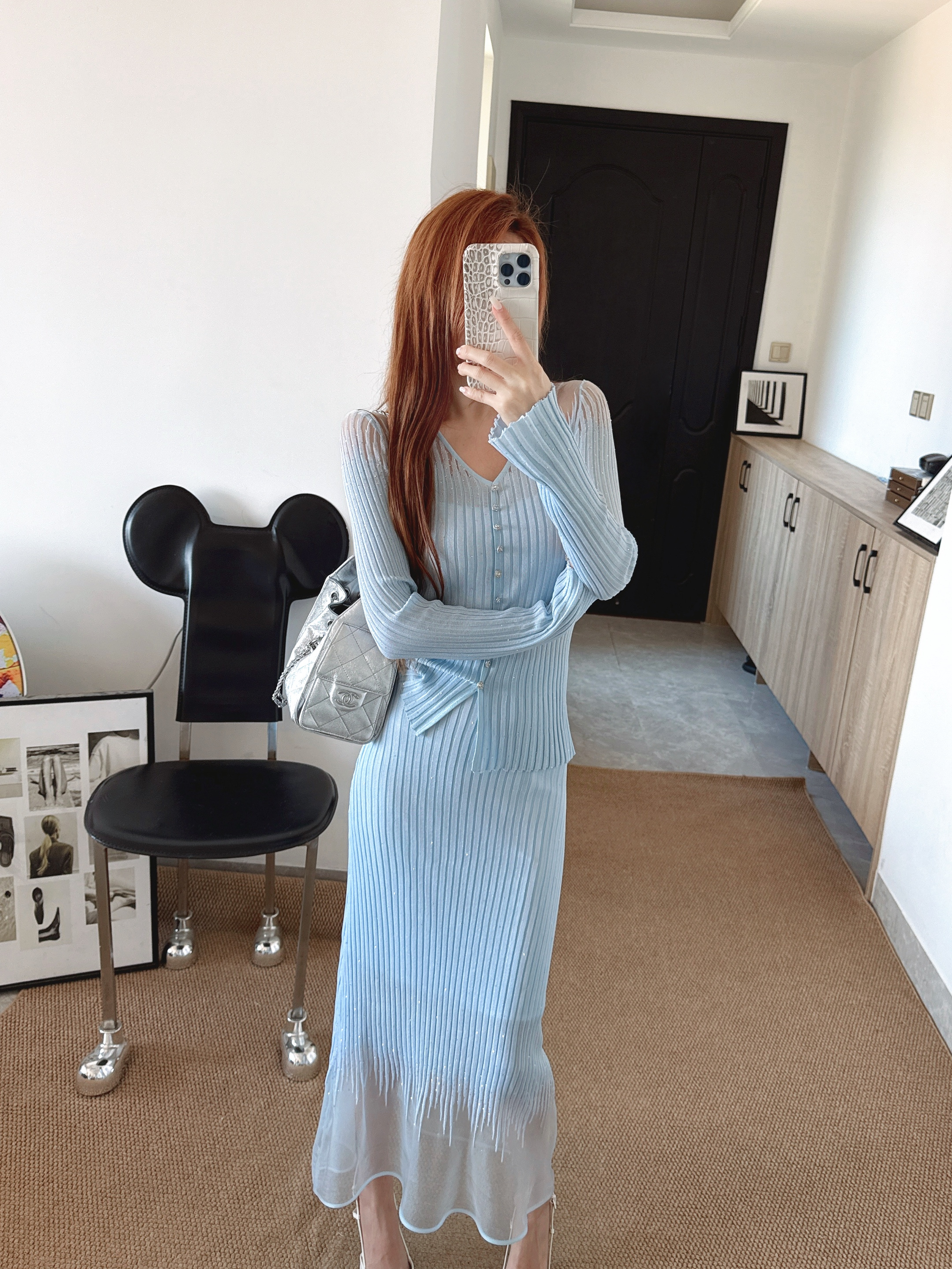 Chan NEW rhinestone knit suit