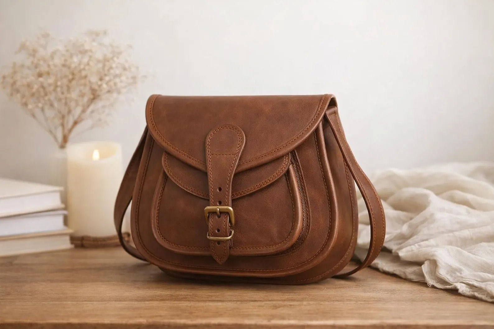 The Vintage Saddle Leather Crossbody Bag