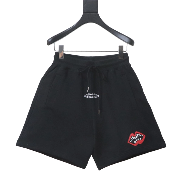 Chrome Hearts 26SS Red Tongue Patch Embroidered Shorts black