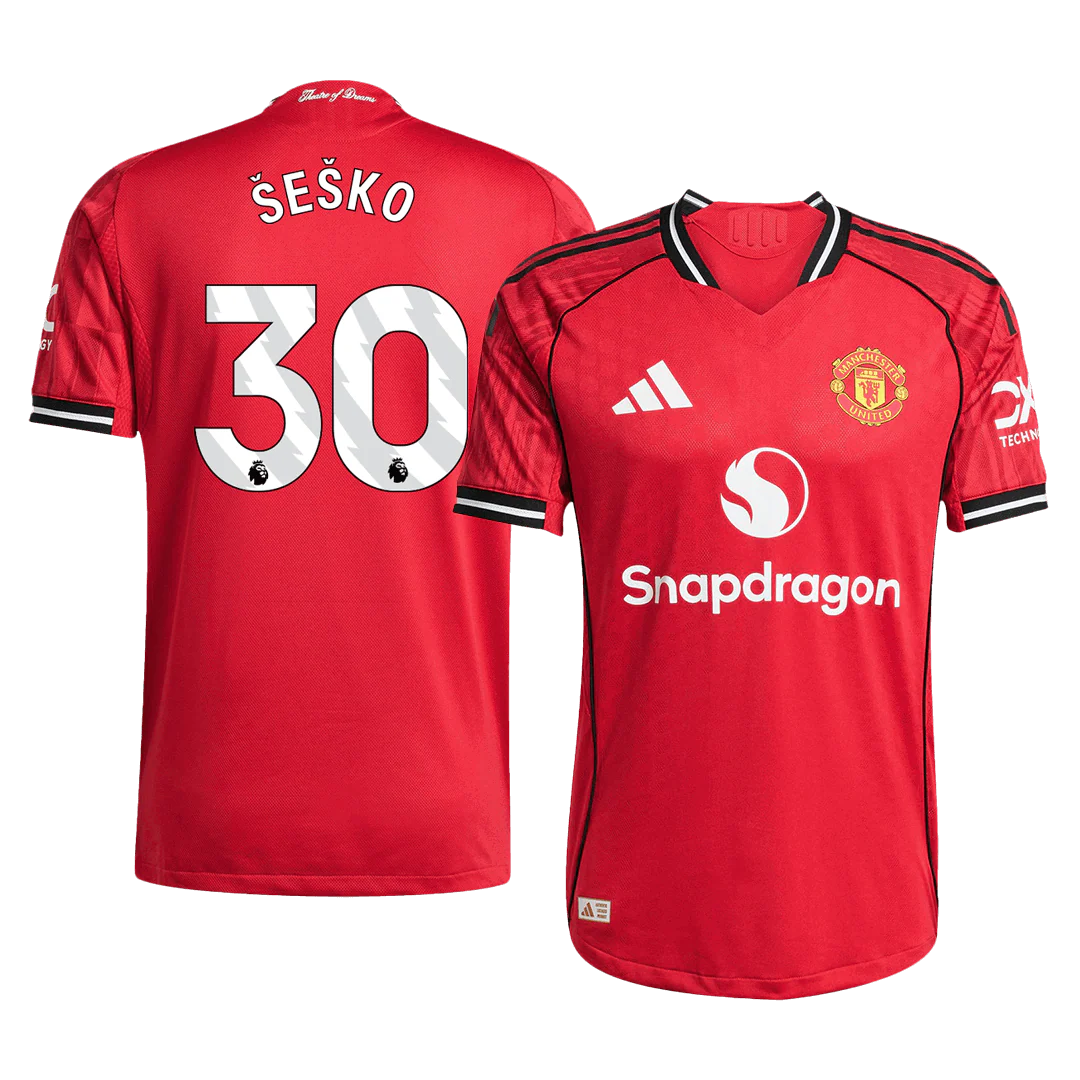 ŠEŠKO #30 Manchester United Home Player Version Soccer Jersey 2025/26