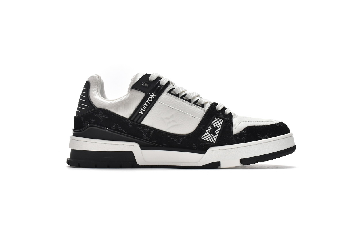 Pkkicks God Batch LOUIS VUITTON Trainer Black And White Cloth Cover VL1202