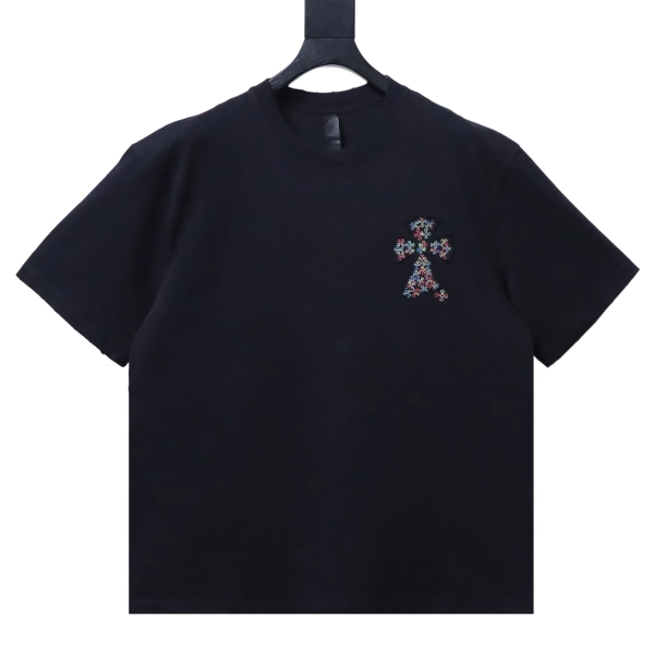 Chrome Hearts CH Colorful Cross Patch Embroidery Short Sleeve T-shirt black