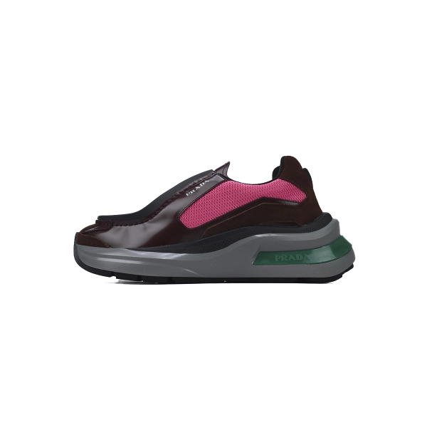 Prada Brushed Leather Black Wine Red