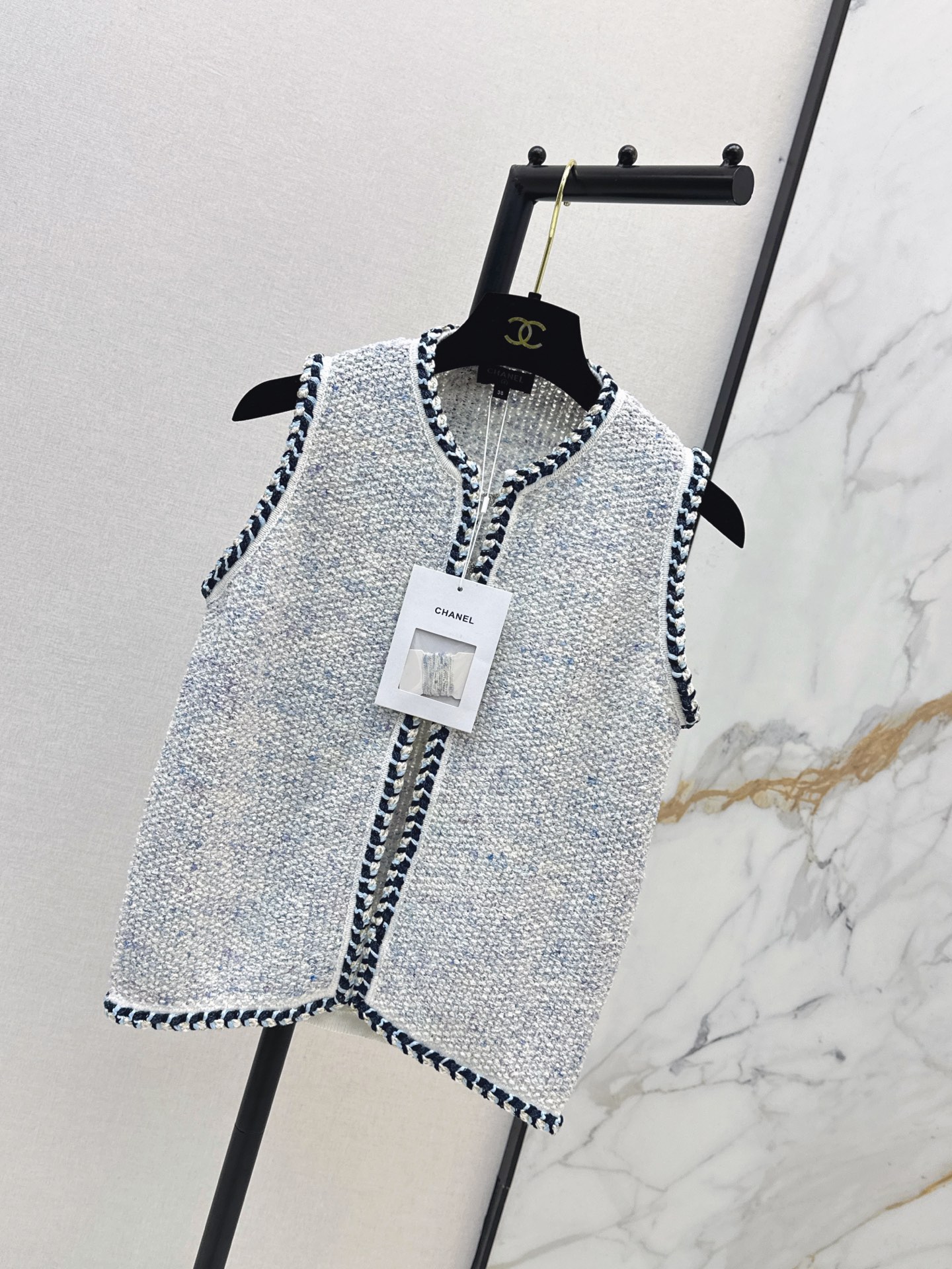 Chan New Twisted Braid Edged Knit Vest