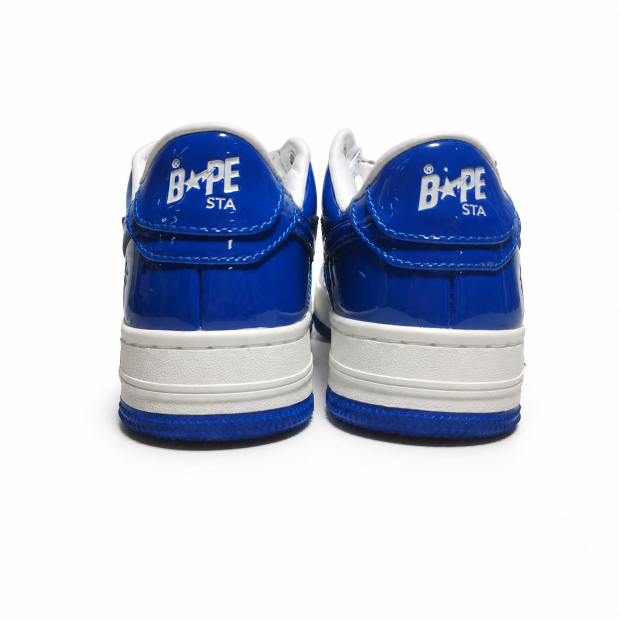 A Bathing Ape Bape StaPatent Leather White Blue (2023)(BapeSta)
