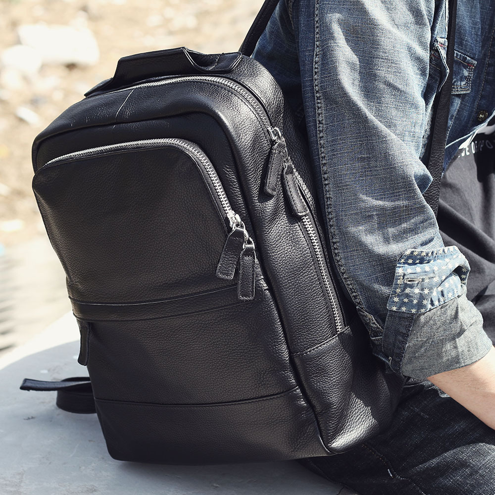 Premium Pebbled Leather Business Backpack - Professional Utility for the Modern Professional