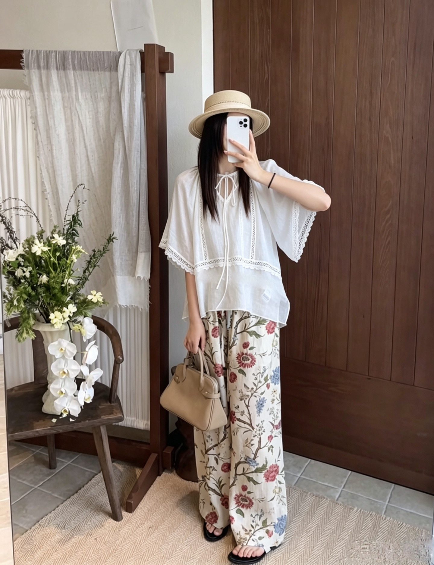 Chol New Hollow-out lace-up shirt