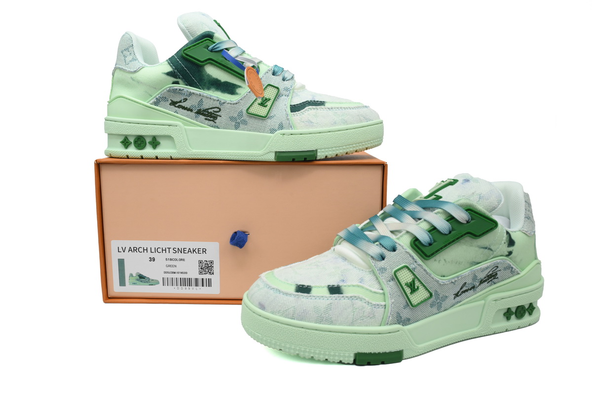 Pkkicks God Batch LOUIS VUITTON Trainer Golf Rendering Green Cloth
