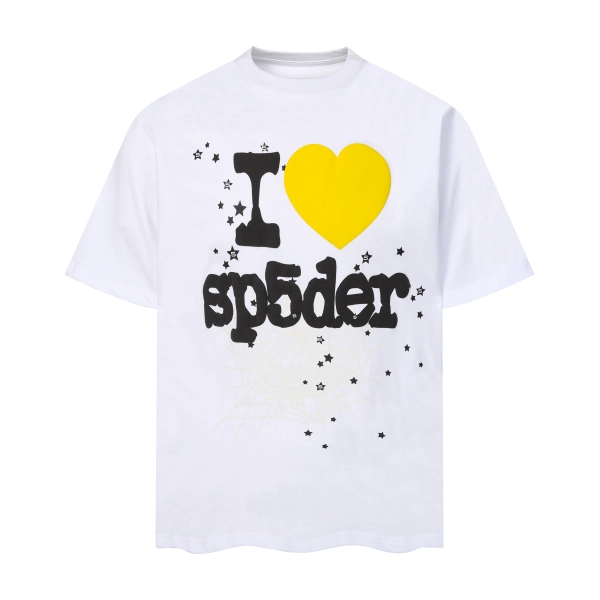 Sp5der T-Shirt T001 white yellow heart