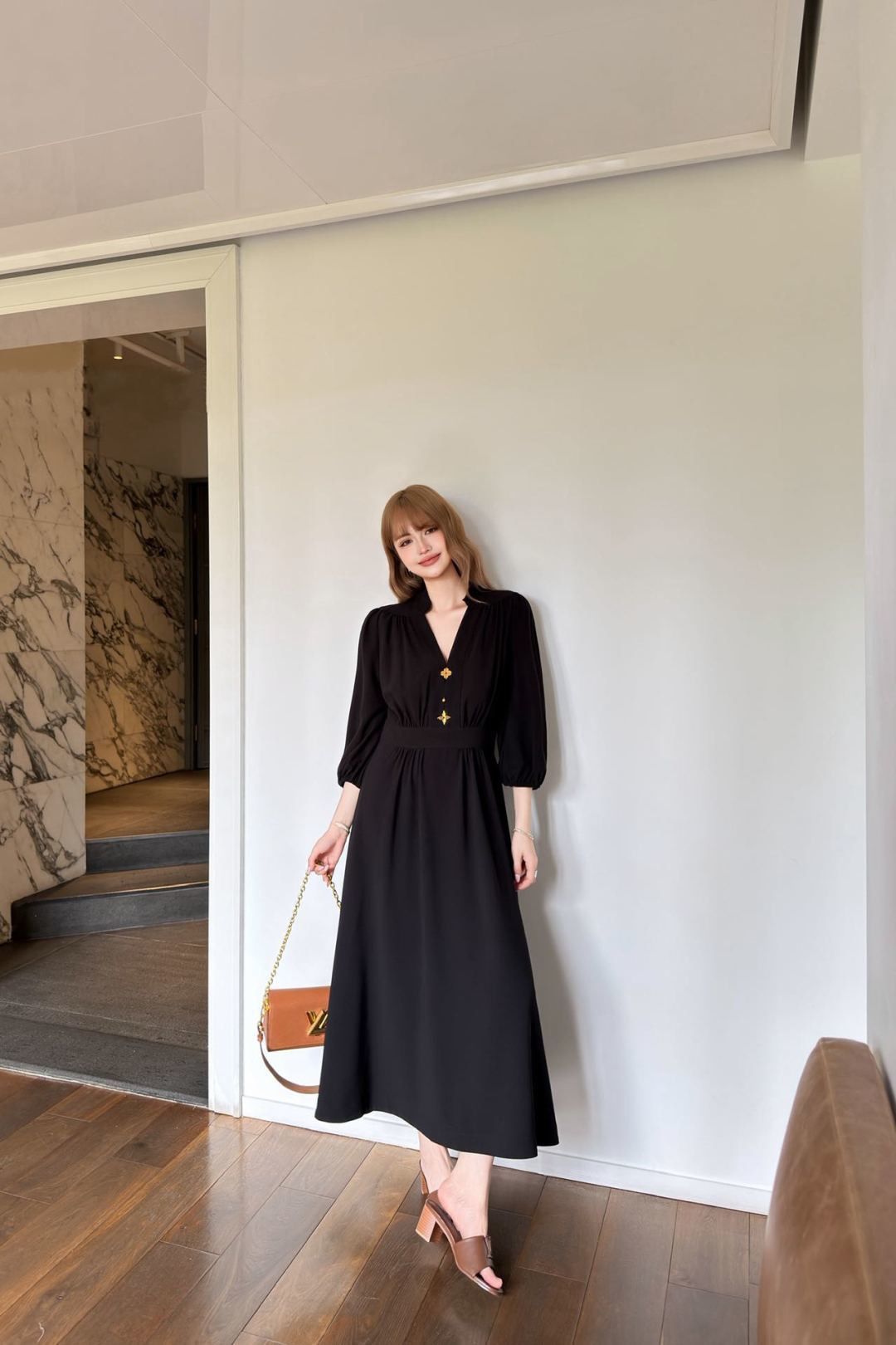 Louis New empire-waist maxi dress