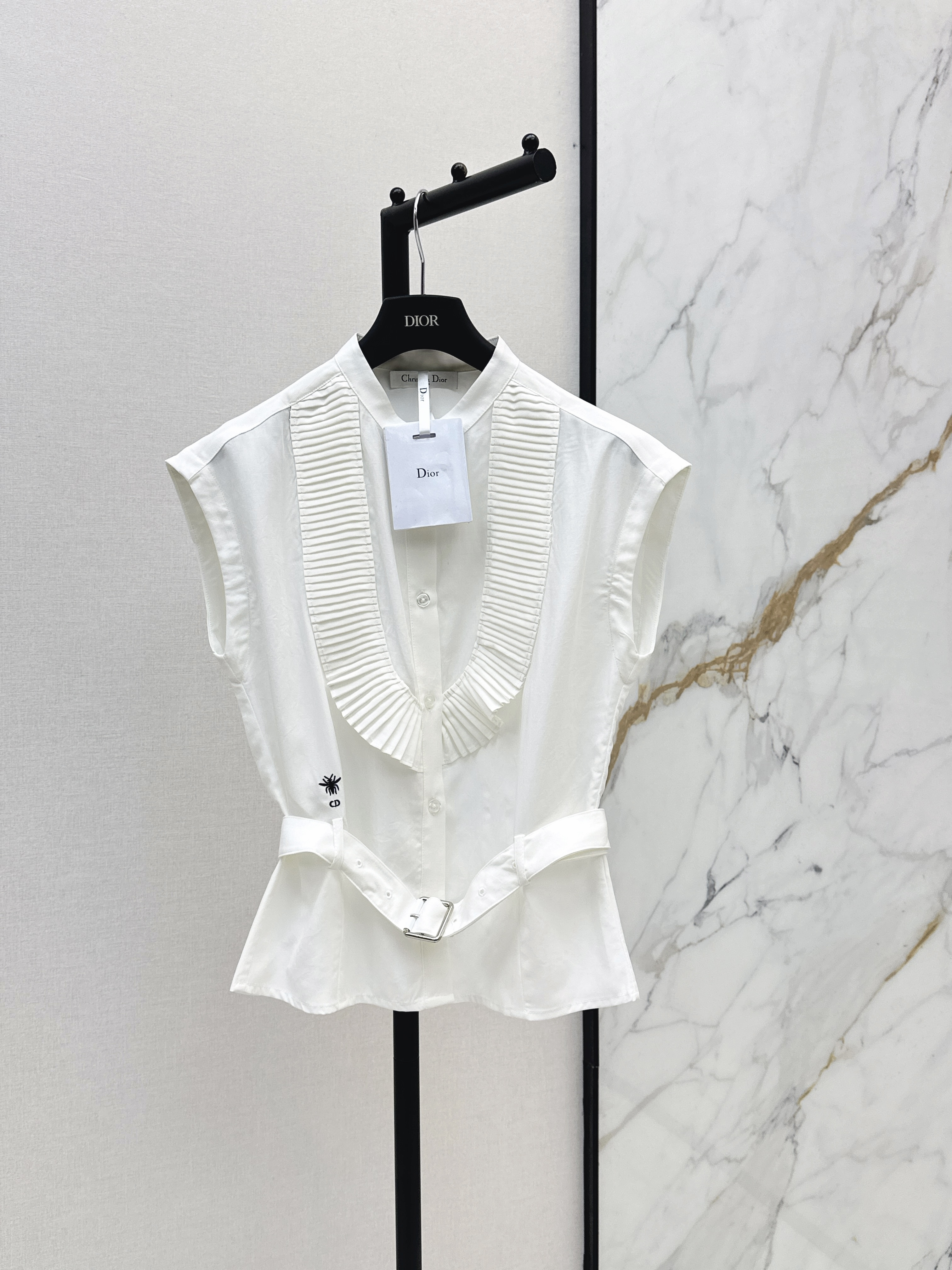 CD New Shirt with pleated lace splicing
