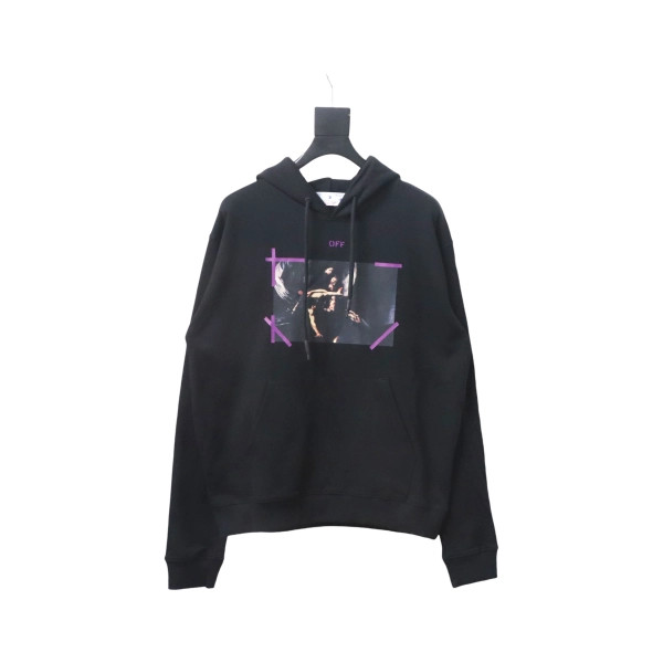 Off-white Religious Madonna Print Hoodie Purple