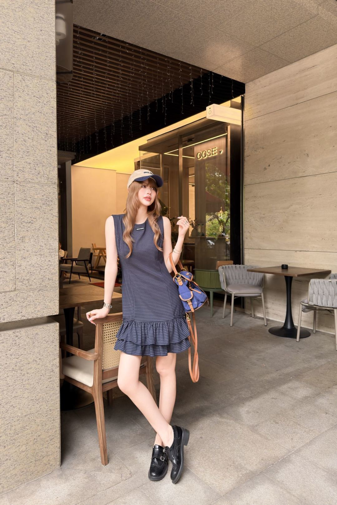 Miu New check sleeveless dress
