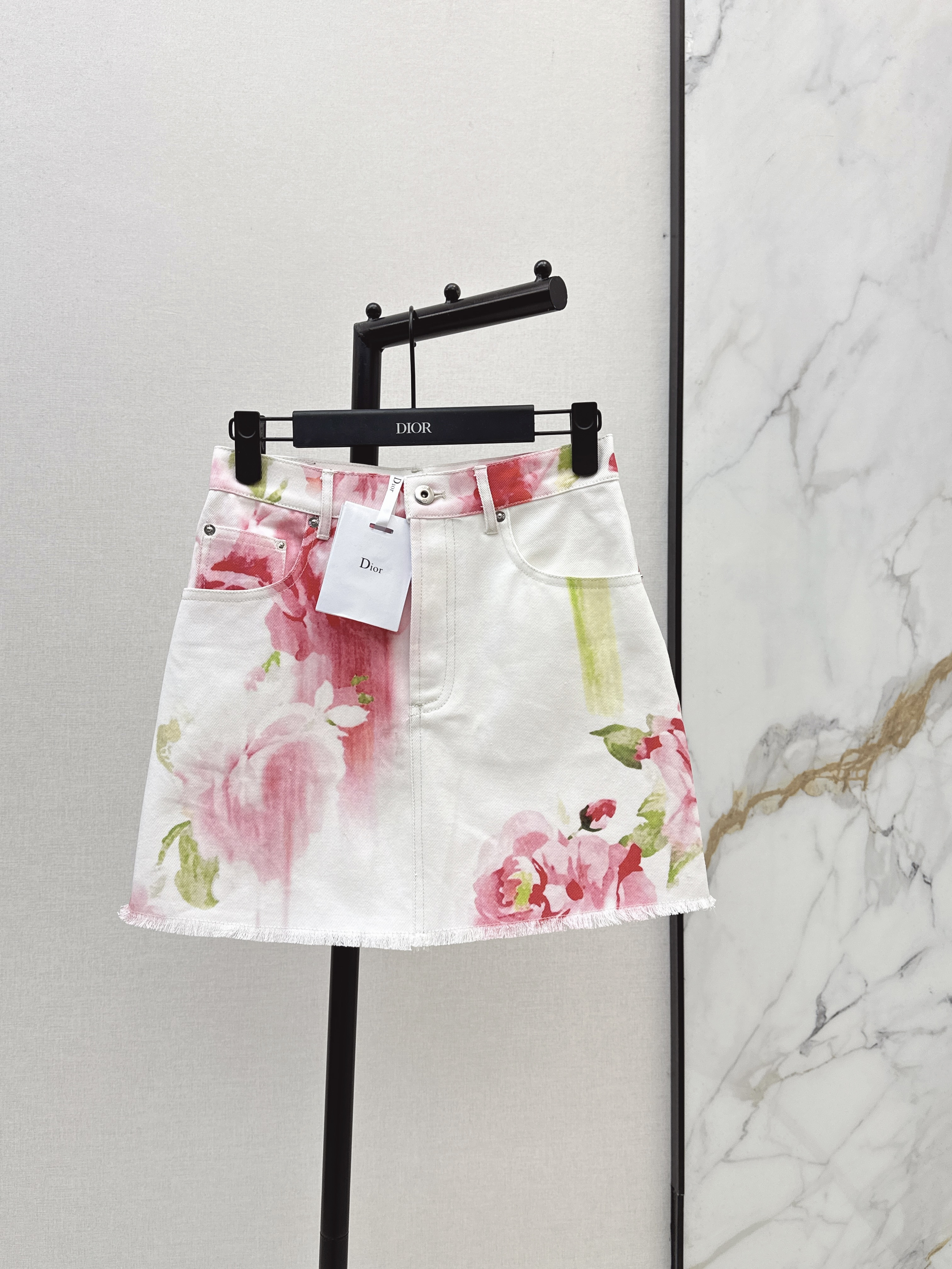 CD New floral denim skirt