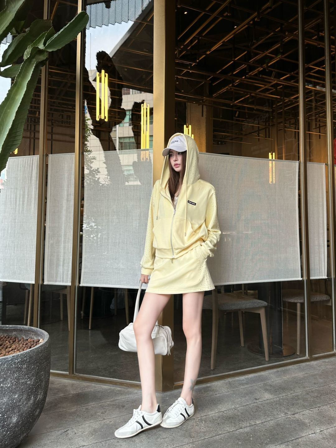 Miu New rhinestone hooded jacket