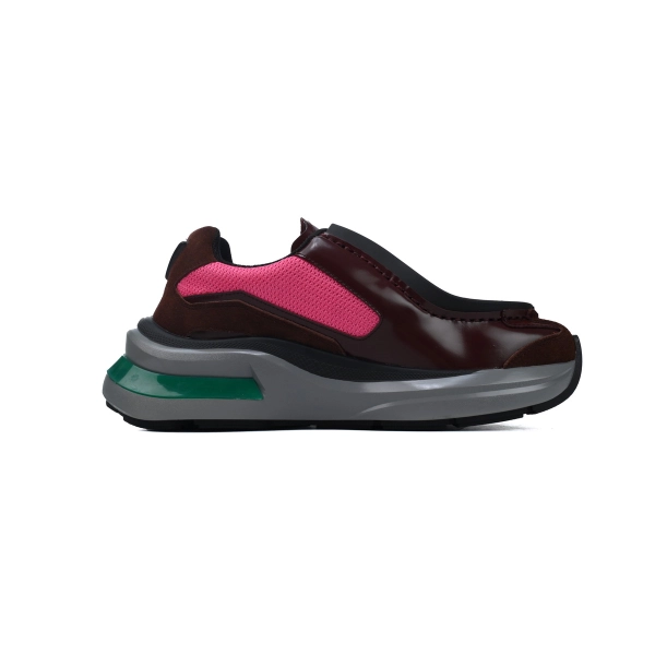 Prada Brushed Leather Black Wine Red