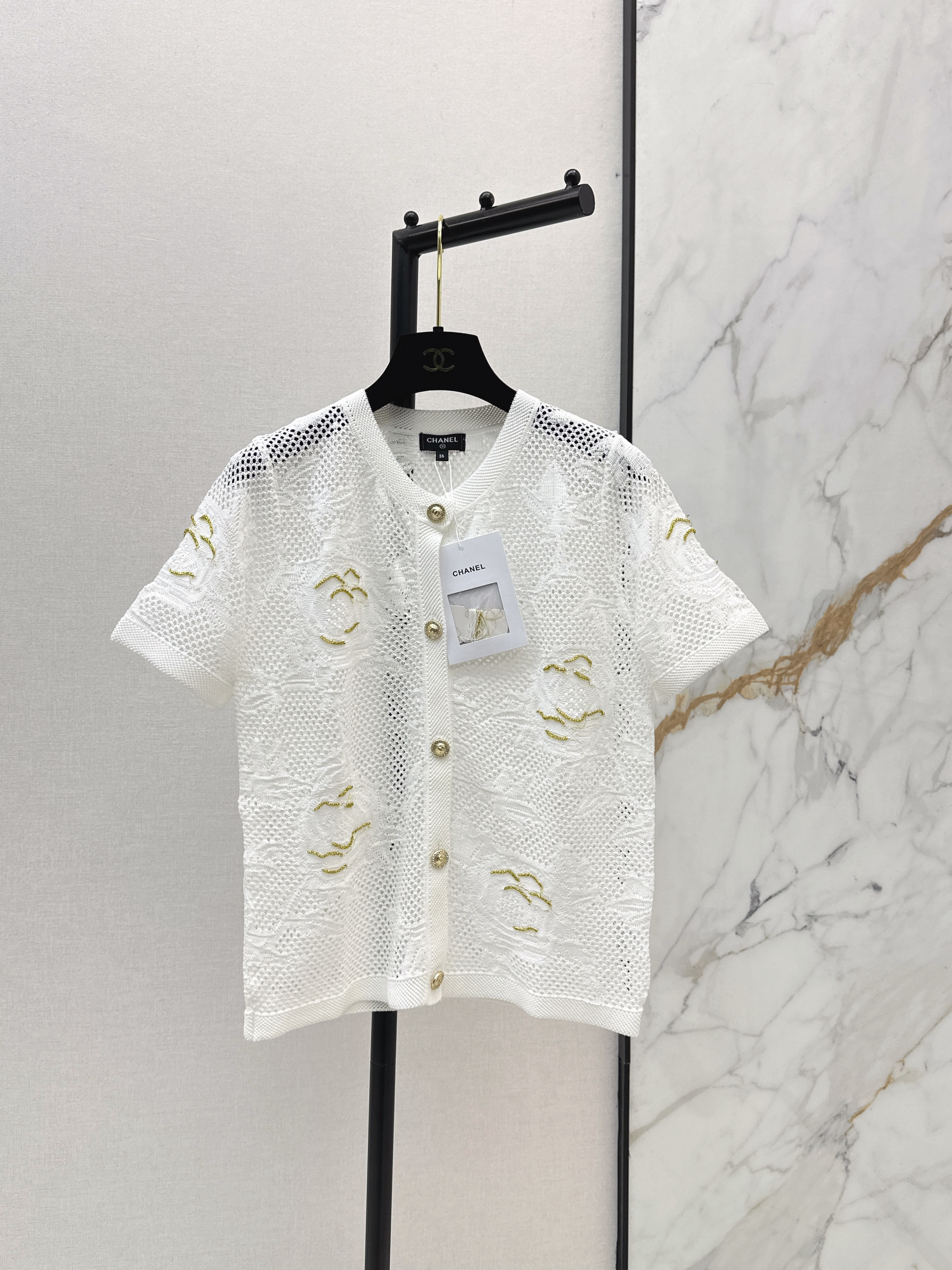 Chan New 3d floral hollow knitwear