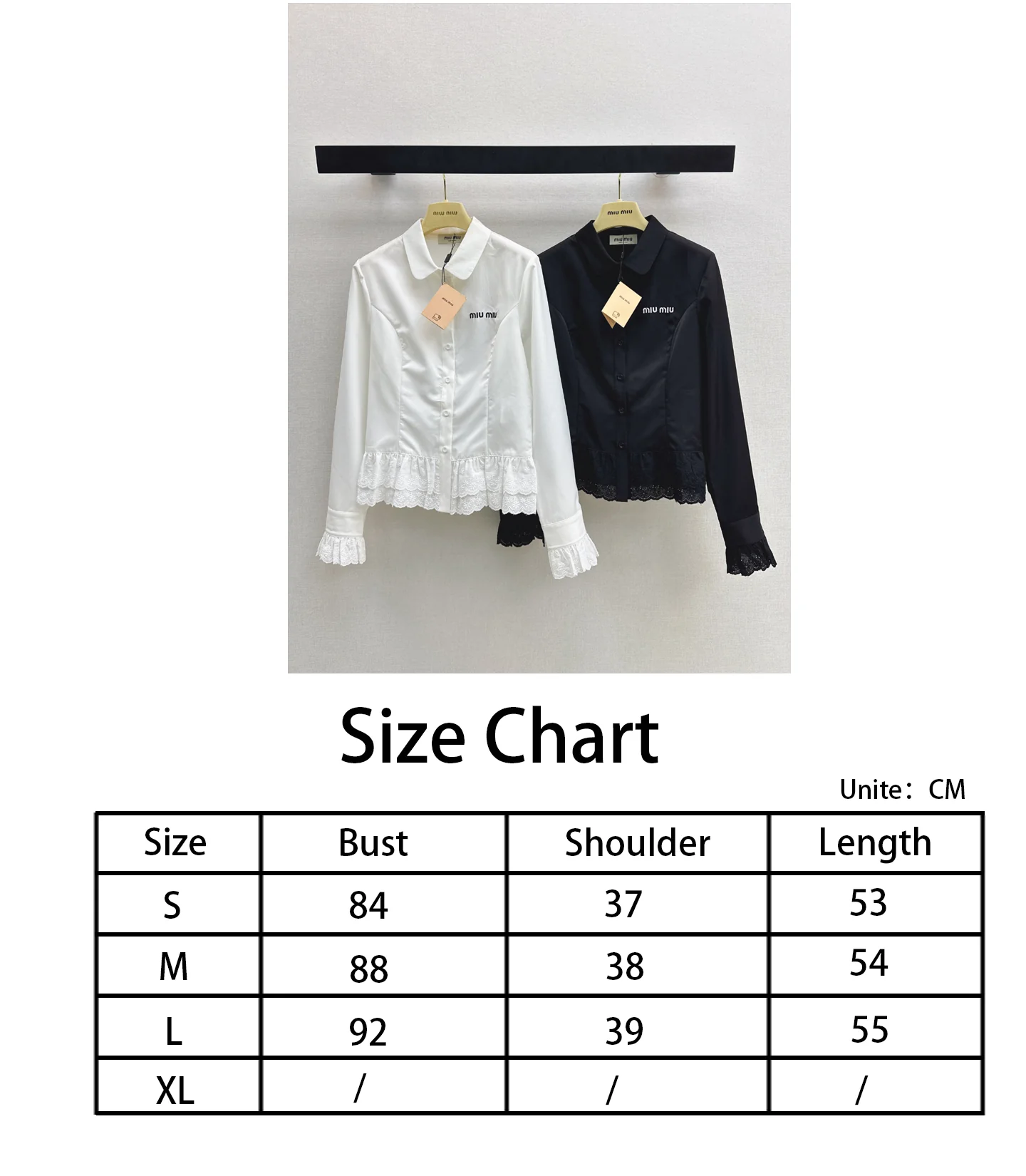 Miu NEW lace contract shirts