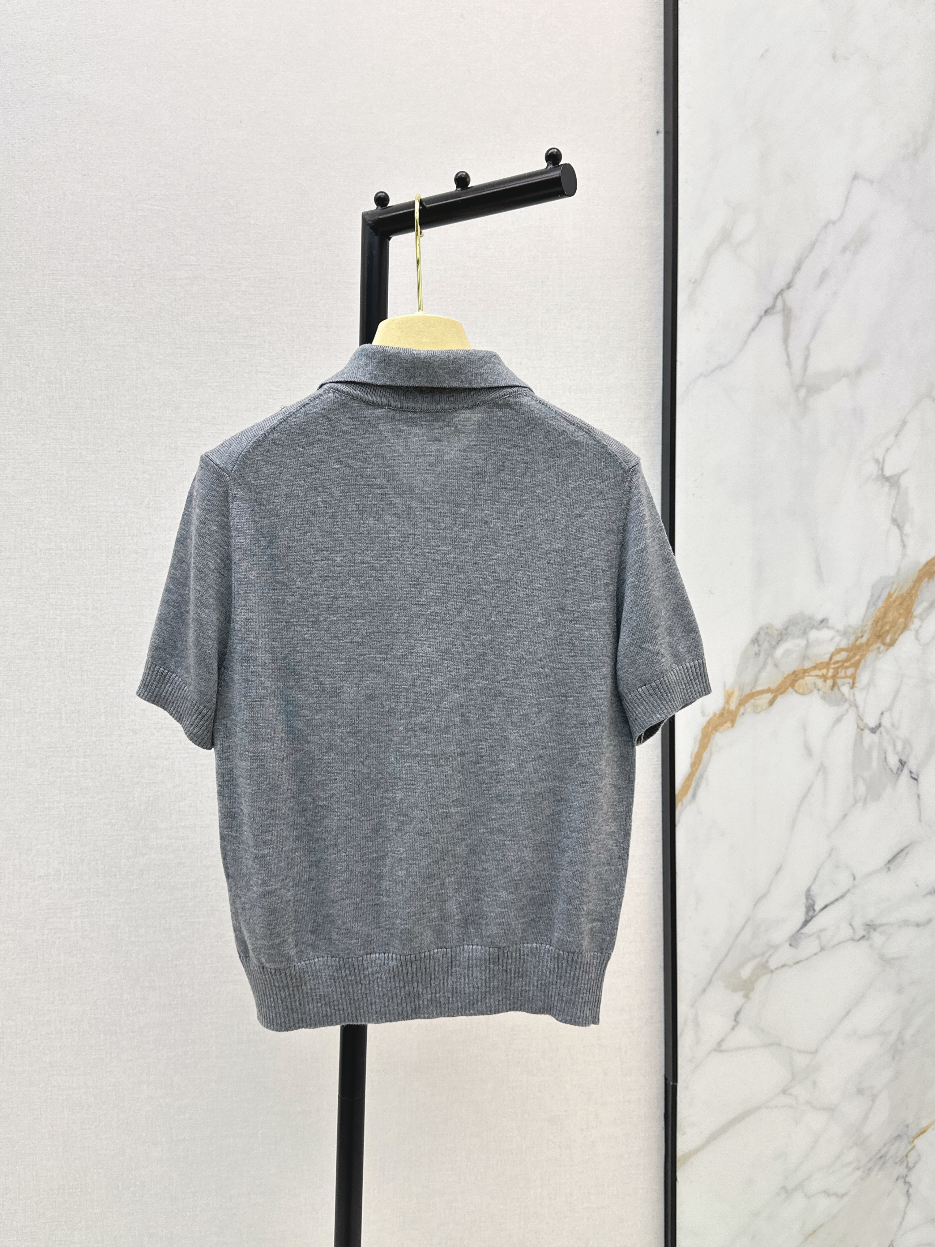 Miu New Beaded knit polo shirt