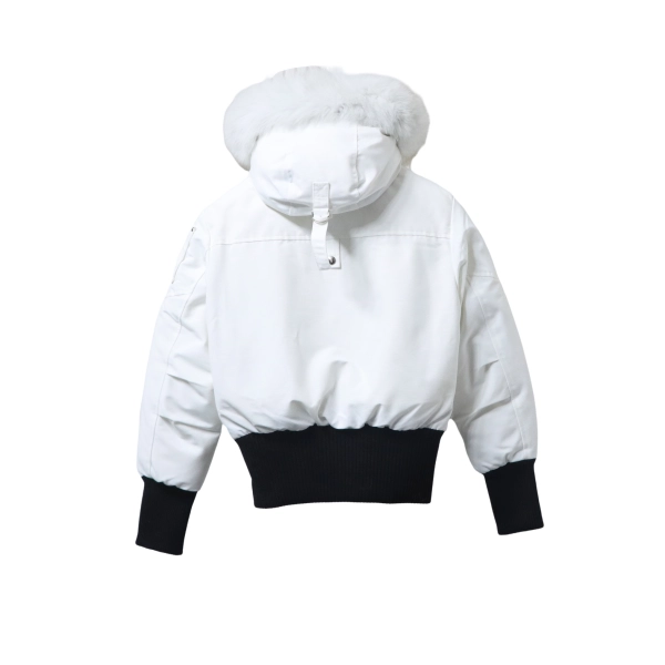 Moose Knuckles Debbie Shearling Bomber Jacket White With A Pom-Pom