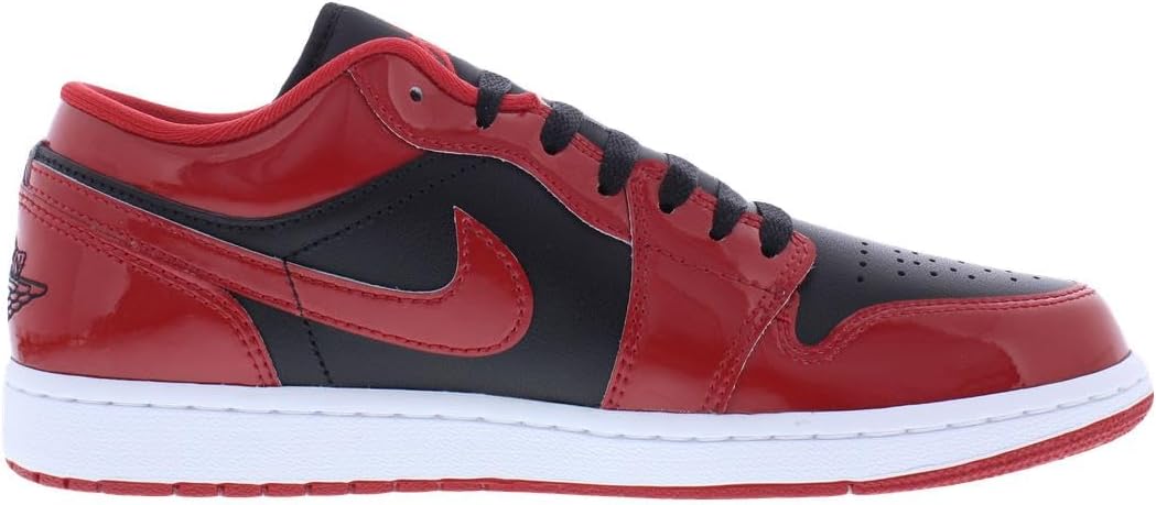 Air Jordan 1 Low Bred Patent - Men's Lifestyle Shoes (Black/Varsity Red/White)