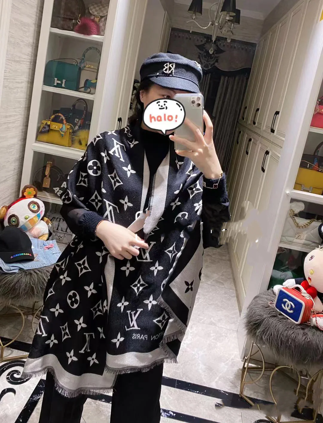 Louis New Double-sided Two-tone Cashmere Scarf